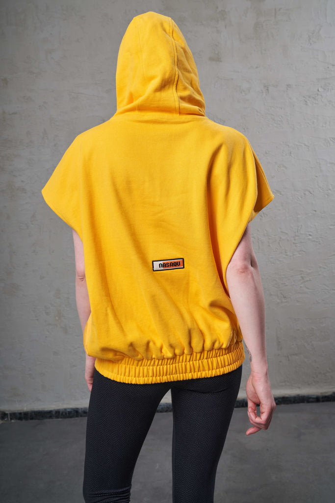 back of a sustainable hoodie made with eco-friendly cotton