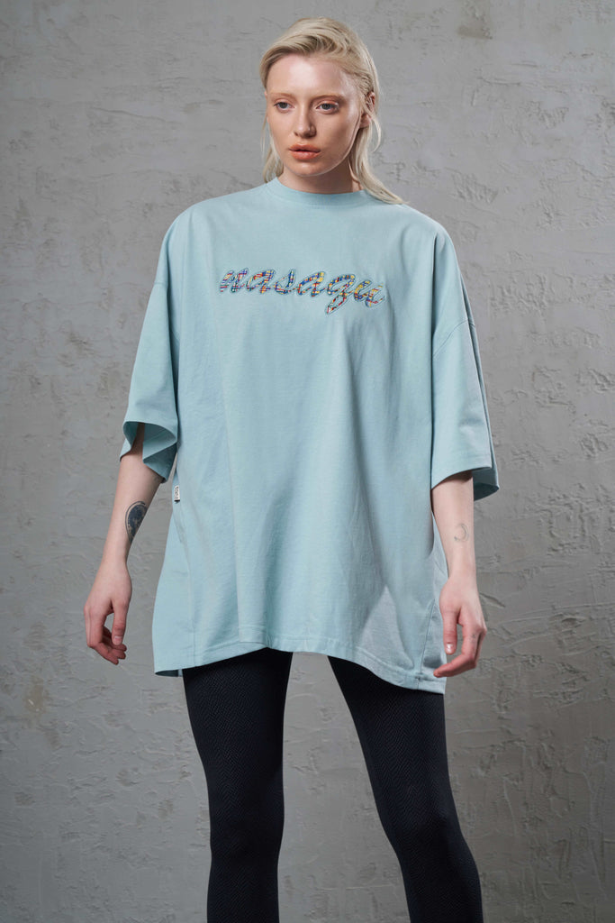 mint color 100% cotton oversize women t-shirt top