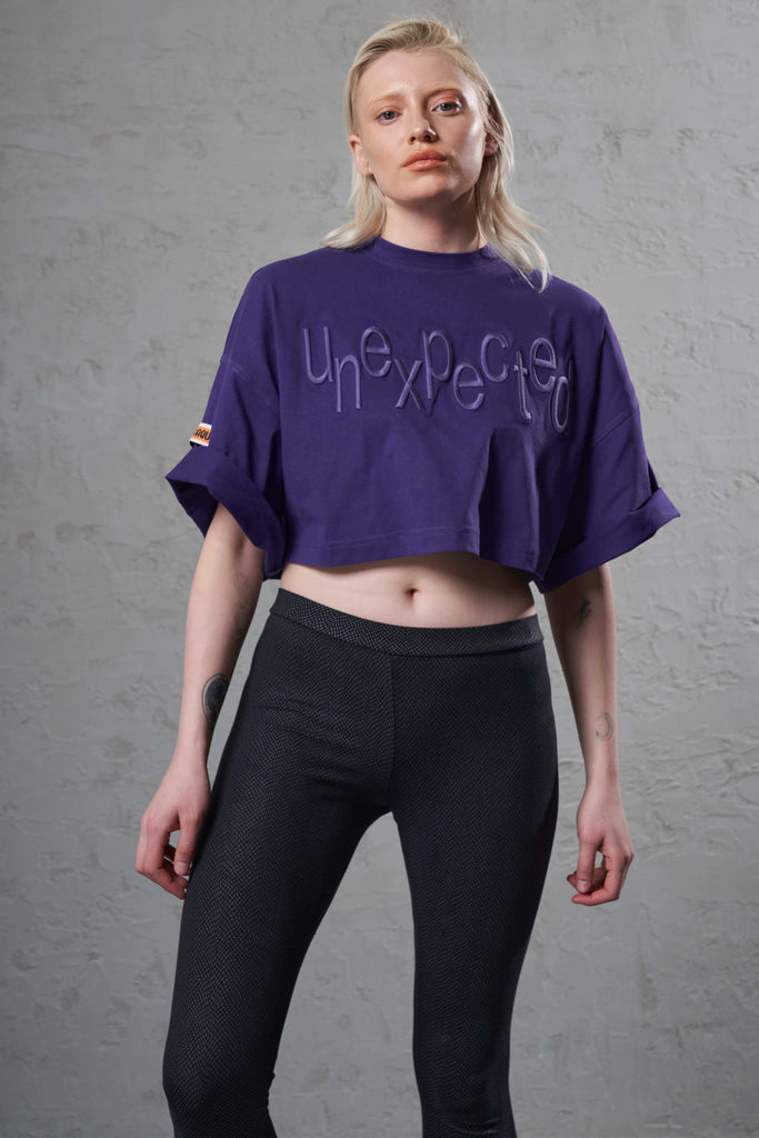 eco-friendly crop top women purple t-shirt
