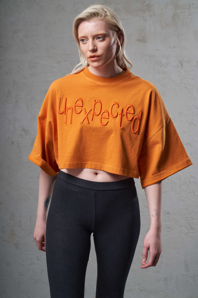orange eco-friendly cotton crop tee women t-shirt ethically made