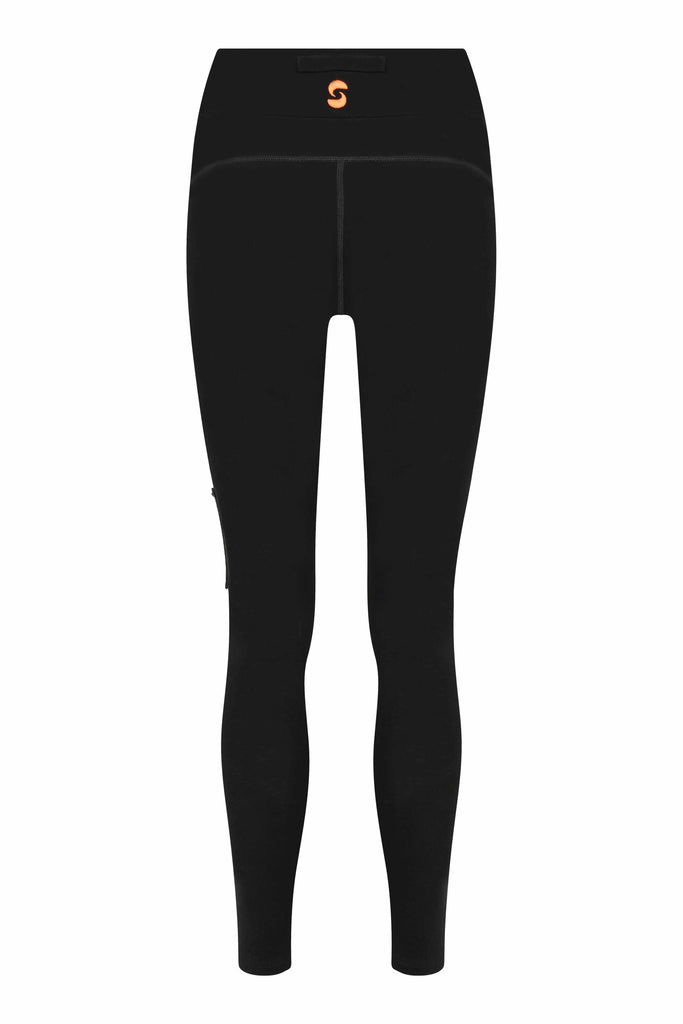back of a black color nasaqu legging made with eco-friendly 