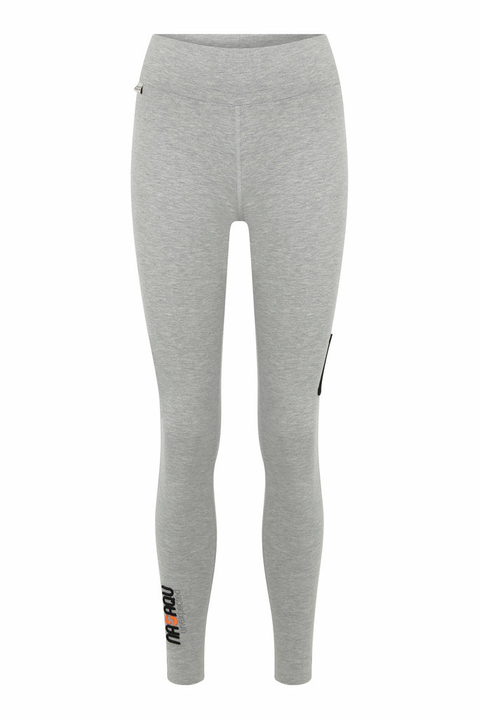 light grey marl color legging with embroidery on the ankle